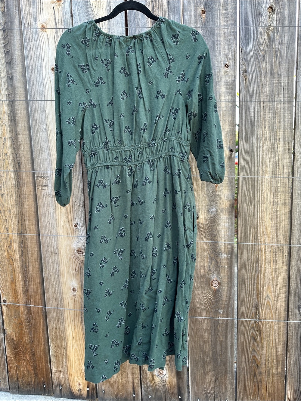 Universal Thread Olive Green Floral Tie-Front Midi Dress - Picture 4 of 4